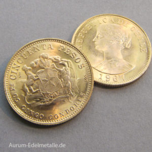 Chile 50 Pesos Goldmünzen Cinco Condores