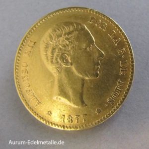 Spanien 25 Pesetas Gold Alfonso XII 1874-1885