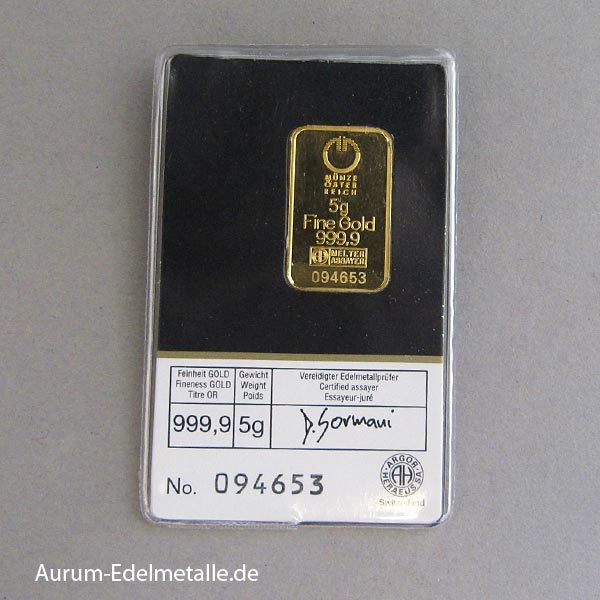 Goldbarren 5g Feingold 9999 diverse Hersteller