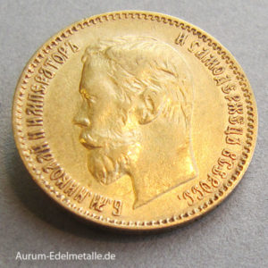 Russland 5 Rubel Zar Nikolaus II Gold 1897-1911