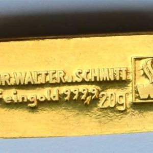 Goldbarren 20g Feingold 9999 Dr. Walter und Schmitt