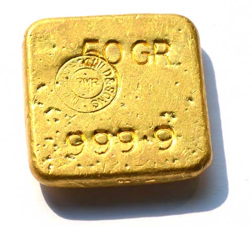 Rothschild-50-g-Goldbarren Rueckseite