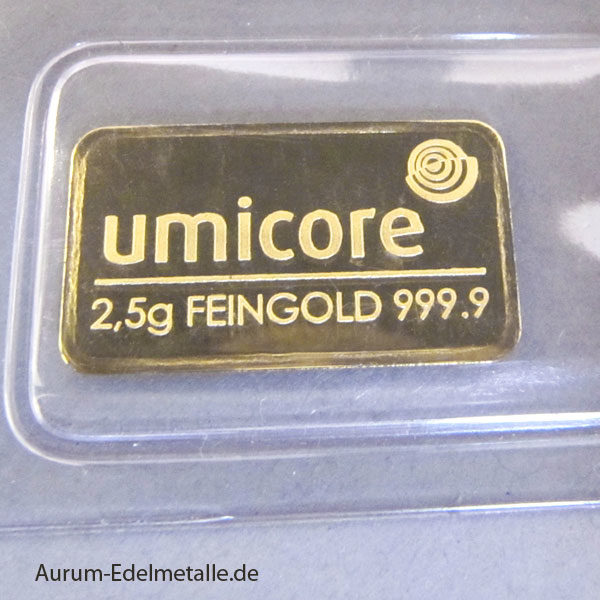 Goldbarren 2_5 Gramm Feingold 9999 Umicore Belgien