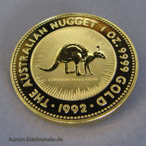 Australien Kangaroo Nugget 1 oz Goldmünze 1992