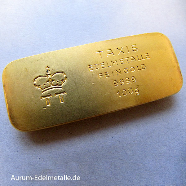 Goldbarren 100 Gramm historisch gold 9999 Thurn und Taxis