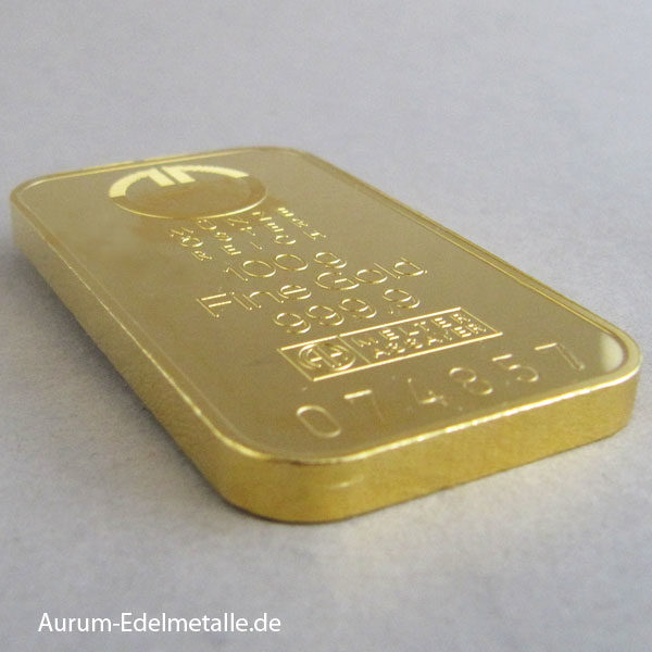 Goldbarren 100g Feingold 9999 Münze Österreich