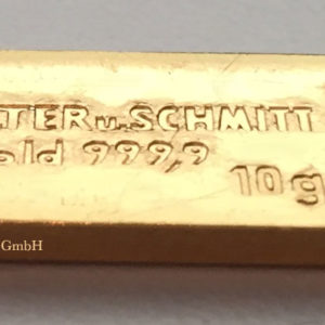 Goldbarren 10 g Feingold 9999 Dr Walter und Schmitt - besondere Historie