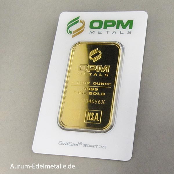 Goldbarren 1 oz Feingold OPM Metals