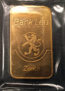 Goldbarren 100g Feingold 9999 historisch Bank LEU produziert von der Compagnie Meteaux Precieux