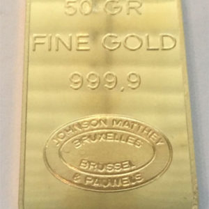 Goldbarren 50g Feingold 9999 Johnson Matthey Brüssel - historisch