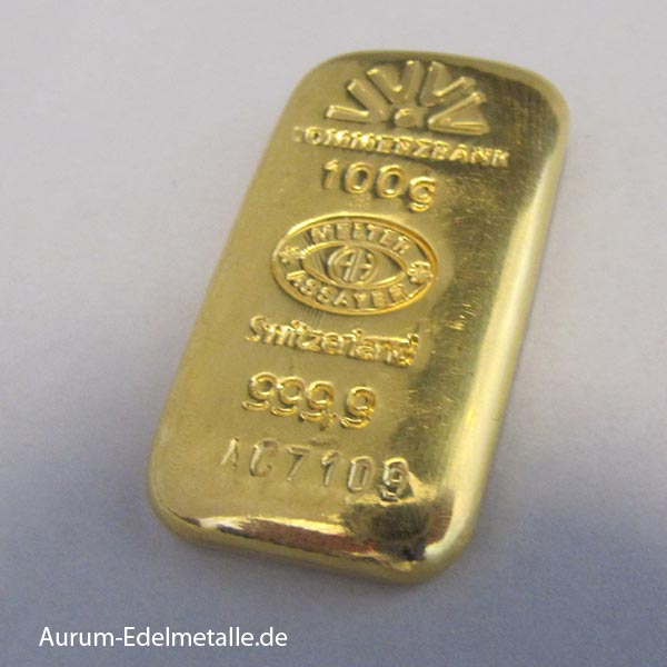 Goldbarren 100 g Commerzbank Gussbarren Feingold 999.9