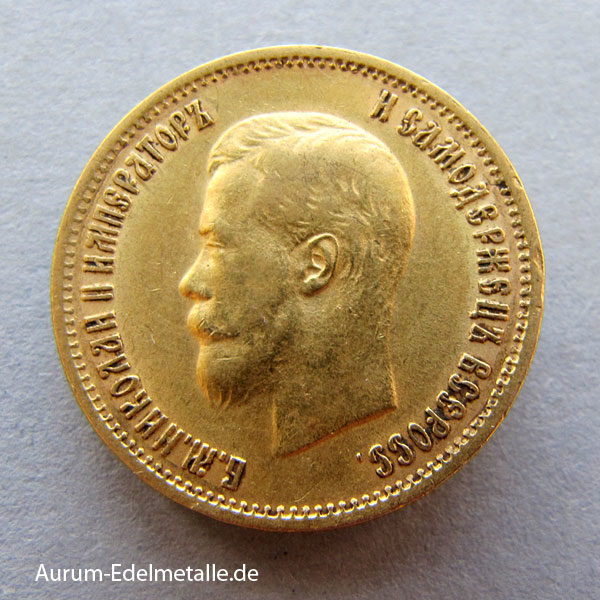 Russland 10 Rubel Gold Zar Nikolaus II 1898-1911