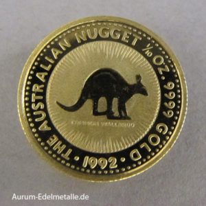 Australien 1_10 Oz Kangaroo Nugget Goldmünze 1992