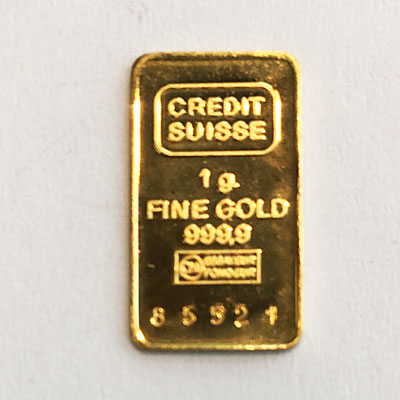 Goldbarren 1g Feingold 9999 Credit Suisse Schweizer Hersteller