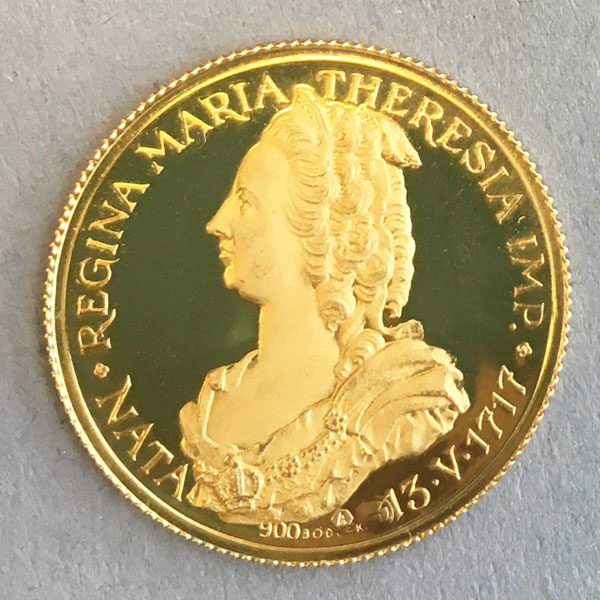 Österreich Maria Theresia Gold Gedenkmünze 900_oo Nata 1717 – Aurum ...