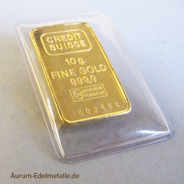 Goldbarren 10g Feingold 9999 Credit Suisse