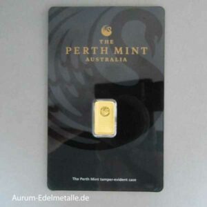 Goldbarren 1g Feingold 9999 Australien Perth Mint Scheckkartenformat