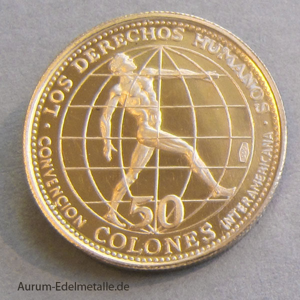 Costa Rica 1970 BCCR Gold 50 Colones