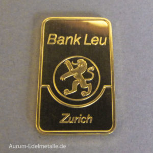 Goldbarren 100g Feingold 9999 historisch Bank LEU Zurich