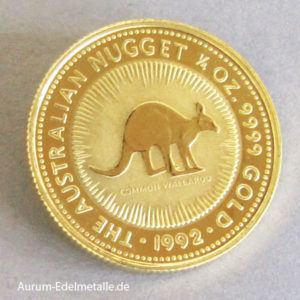 Australien Kangaroo Nugget 1/4 oz Goldmünze 1992
