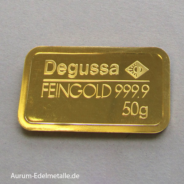 Goldbarren 50g Degussa