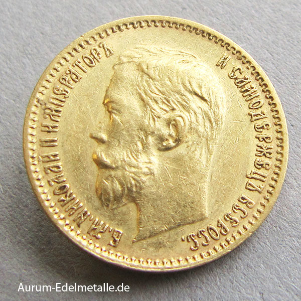 Russland 5 Rubel Gold 1901 Zar Nikolaus II