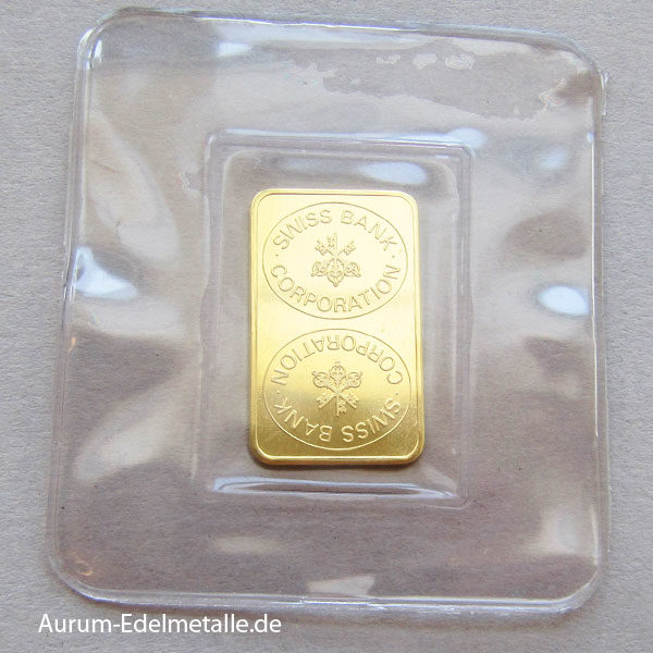 Goldbarren 5 Gramm Feingold 9999 Swiss Bank Corporation