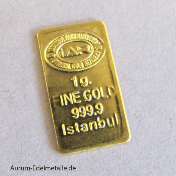 Goldbarren 1 Gramm Feingold 9999 Istanbul Altin Rafinerisi IAR