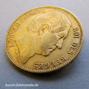 Belgien 20 Francs Goldmünze Leopold Premier 1865