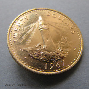 Bahamas 20 Dollars Goldmünze Leuchtturm 1967