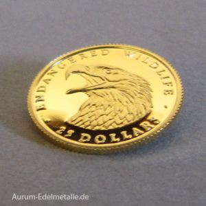 Cook Islands 25 Dollars Gold 1_25 Unze 1990 Weißkopf Seeadler