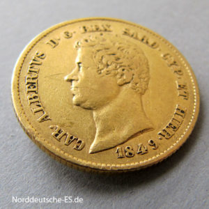 Italien Sardinien 20 Lire Gold Albertus II 1831-1849
