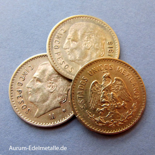 Mexiko 5 Pesos Cinco Goldmünze 1_2 Hidalgo 1905-1920
