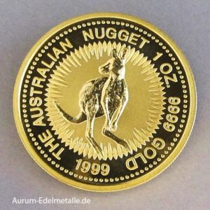 Australien 1 oz Kangaroo Nugget Goldmünze 1999