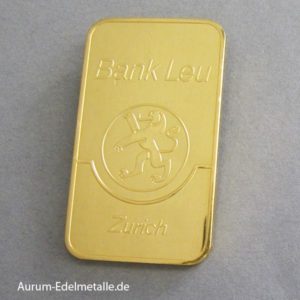 Goldbarren 50g Bank LEU Zurich Sammlerbarren