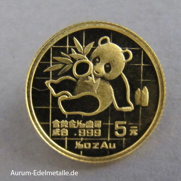 China Panda 5 Yuan 1/20 oz Goldmünze 1989