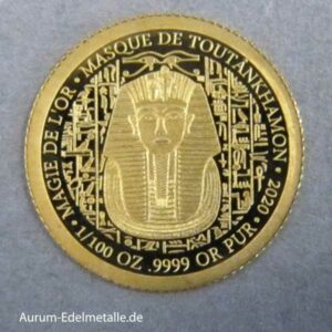 Afrika Kongo 100 Francs Tutanchamun 2020 Minigoldmünze