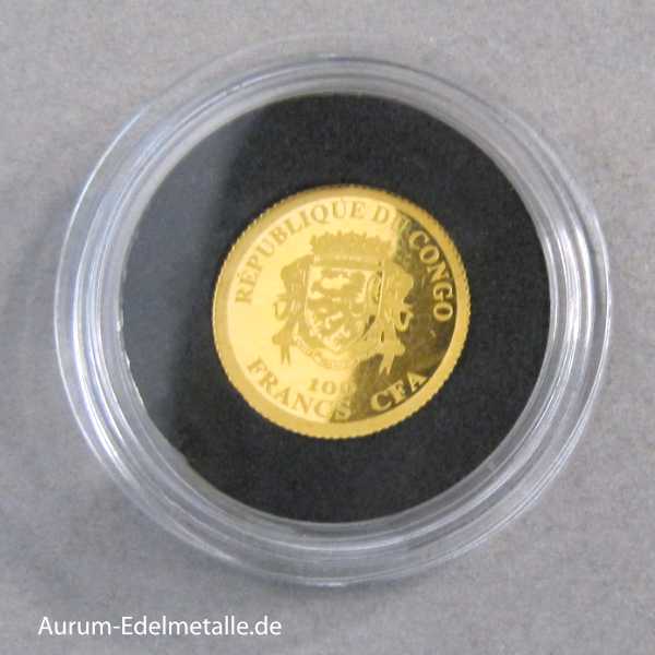 Afrika Kongo 100 Francs 2020 Minigoldmünze