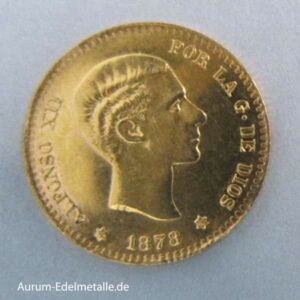 Spanien 10 Pesetas Alfonso XII 1878-1879 Goldmünze