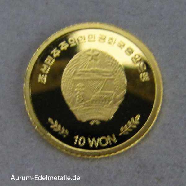10 Won 0,5 g kleine Goldmünze Korea
