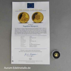 Andorra 1 Diner Goldmünze Napoleon Bonaparte 2011 PP mit Zertifikat