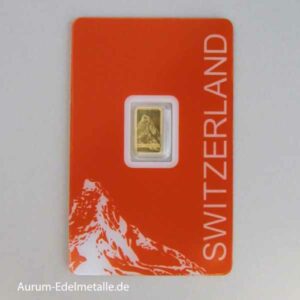 Goldbarren 1g Feingold Pamp Motivbarren Materhorn Scheckkartenformat