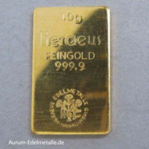 10g Goldbarren 999.9 Norddeutsche Edelmetall Scheideanstalt