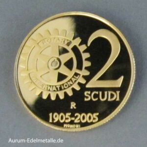 Republik San Marino 2 Scudi Gold 100 Jahre Rotary International Club 2005