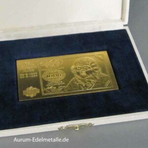 Deutschland 1968 Die goldenen Tausender 20 Jahre Deutsche Mark 1000 DM Banknote in 9999 Feingold