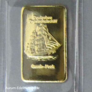 Goldbarren 1 g Heraeus Feingold 9999 OVP Gorch Fock
