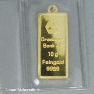 Goldbarren Anhänger 10g Feingold Kettenanhänger Dresdner Bank AG