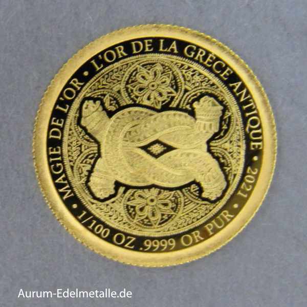 Afrika Kongo 100 Francs Das Gold des Antiken Griechenlands 2021 Minigoldmünze