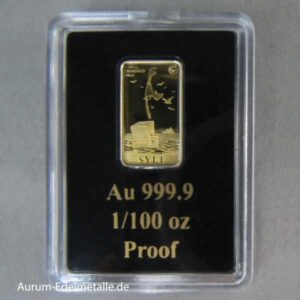 Kleiner Goldbarren Sylt 1_100 oz Feingold 9999