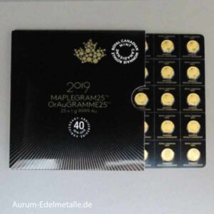 Gold Maplegram 25 x 1 g Goldmünzen Maple Leaf